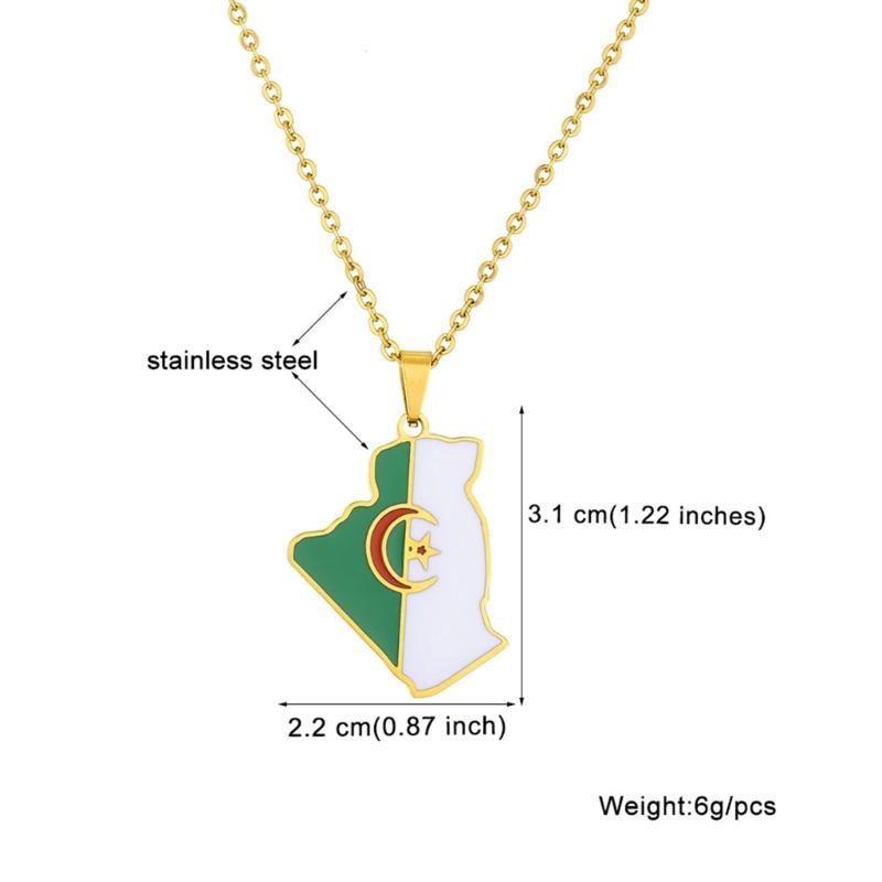 Algeria Map Pendant Necklace Trendy Silver/Gold Country Territory Necklace Unisex Women Men Neck Chain Adjustable