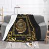 Greek Key Meander Black Gold Large Blankets Velvet Spring/Autumn Portable Super Soft Throw Blanket for Sofa Car Bedspread