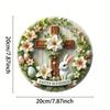 1pc 20cm Easter Bunny Metal Wall Art Vintage Floral Round Sign Rustic Home Decor