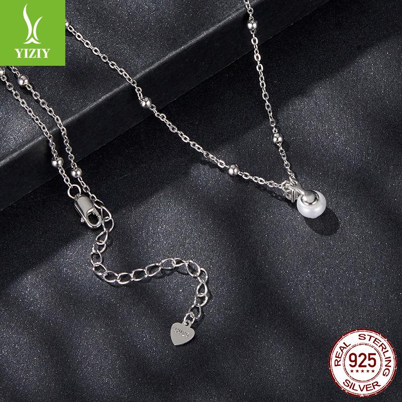 S925 Sterling Silver Necklace, Freshwater Pearl Moissanite Collarbone Chain, Send Girlfriend Autumn And Winter Light Luxury High Sense