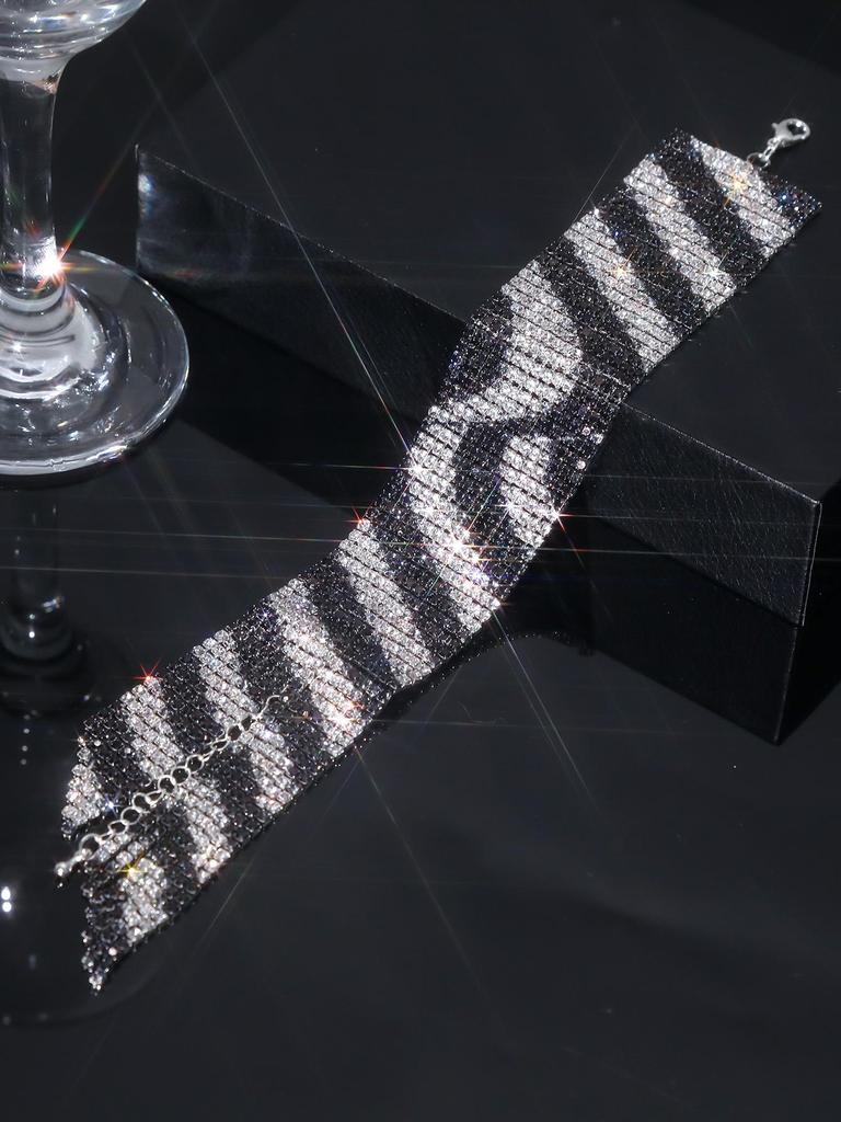 DINGKA Sparkly Wide Band Rhinestone Tassel Bracelet: Versatile Diamond Bangle for Women, Fashion Hand Jewelry.