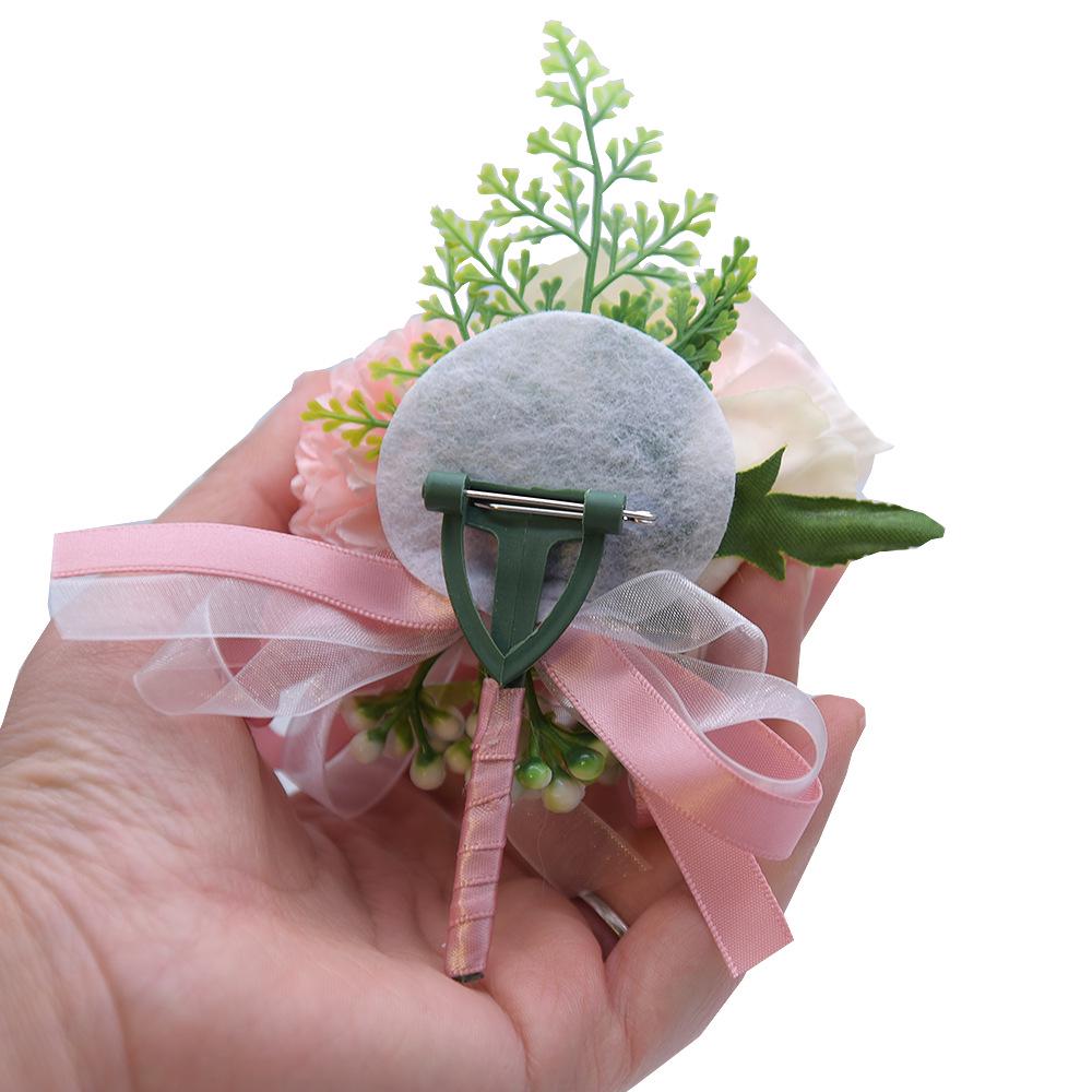 Silk Flower Wedding Boutonniere for Groom & Bride - Handmade Artificial Decoration