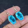 Blue Topaz Gemstone 925 Sterling Silver Jewelry Earring 1.58"
