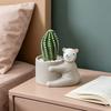 Cartoon Ceramic Planter Pot, Small Succulent Cactus Flowerpot, Cute Green Plant Desktop Decoration for Home
