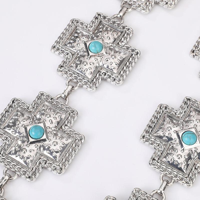 Bohemian Cross Turquoise Waist Chain For Women With Metal And Resin Buckle For Statement Fashion