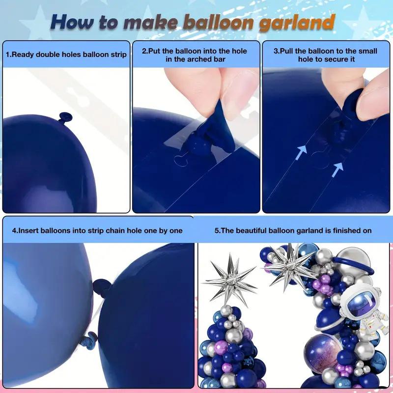 Blue-Purple Astronaut Theme Balloon Chain Birthday Decoration