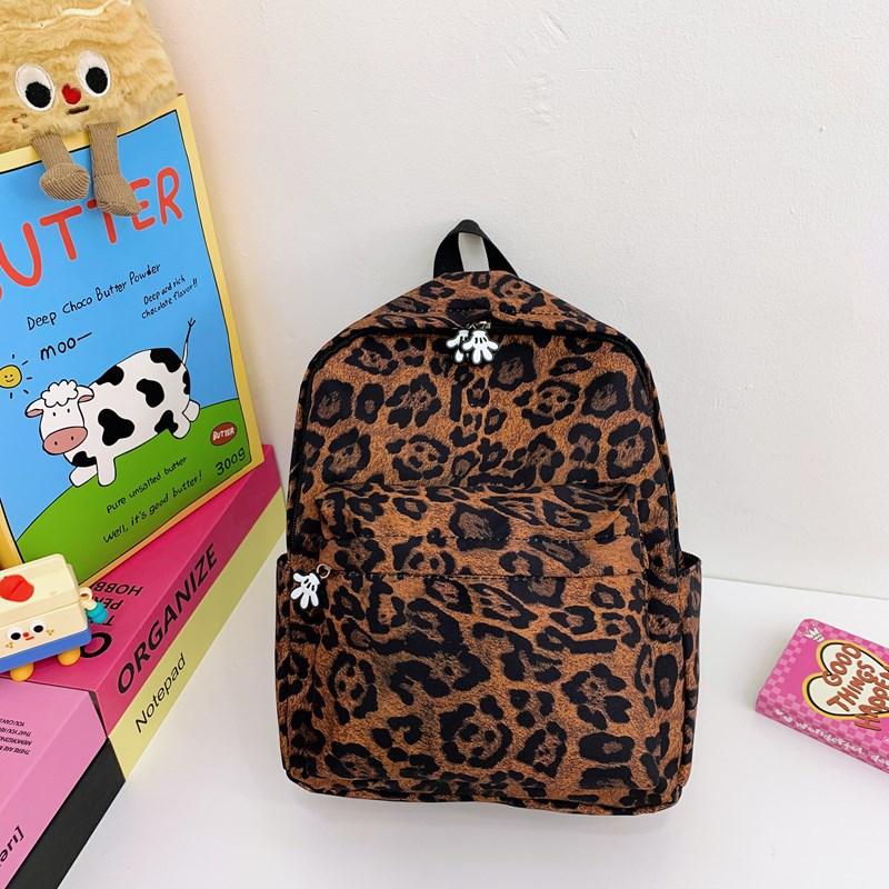 Fashion Leopard Print Boys And Girls Backpack Cartoon Cute Doll Student Schoolbag Children S Backpack