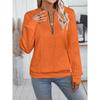 Ladies, Casual, Collar Zipper, Long Sleeved Hoodie, Women's Clothing, T-shirt