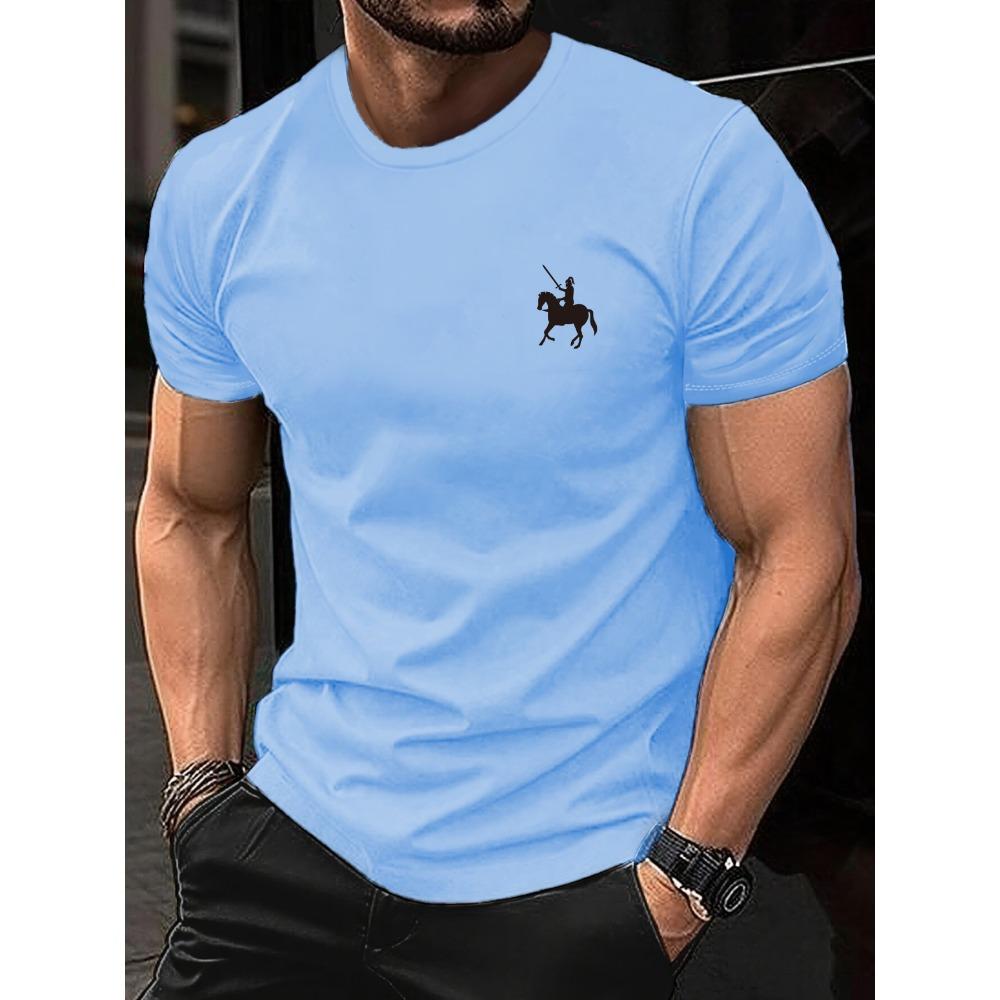 

Мужская летняя модная повседневная свободная спортивная футболка с принтом рыцарского узора, круглым вырезом и короткими рукавами 6XL