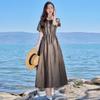 2025 Summer Loose Women's Round Neck Short Sleeve Slimming Long Dress
