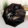1pc Yin and Yang Dragons Fully Automatic Folding Portable Umbrella, 8 Iron Frames, Three-Fold Design, Suitable for All Seasons, Suitable for Outd