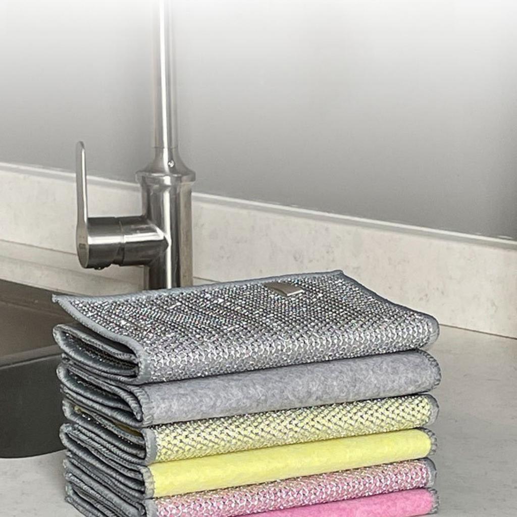 Double Sided, Silver Wire Cloth, Cleaning Cloth, Non Damaging To The Pot, Kitchen Cloth, Household, Oil Proof, Degreasing, Scouring Pad