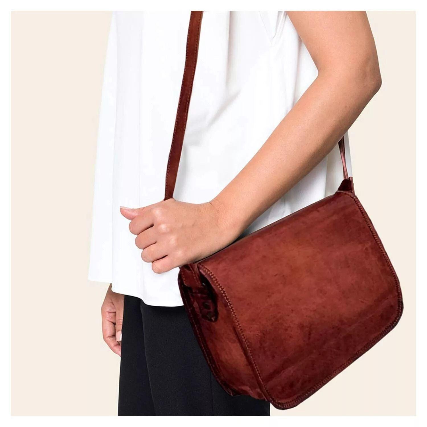 

Настоящая новая винтажная женская сумка через плечо из натуральной кожи 9 x 7 x 3 in