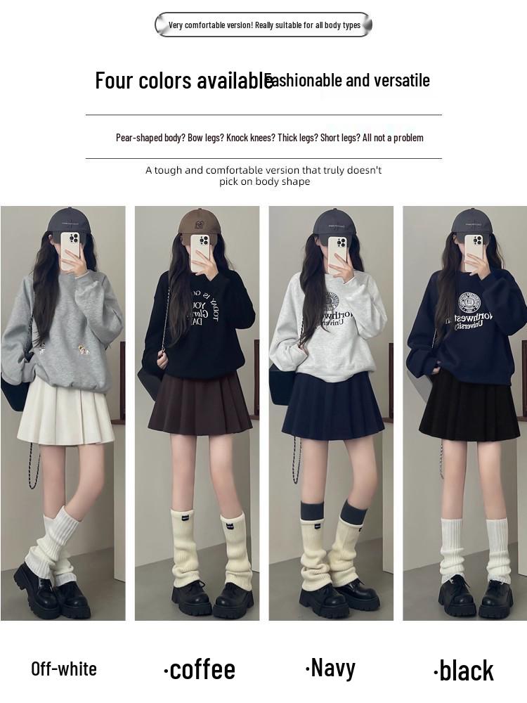 Women's 2025 A-line White Mini Pleated Skirt - Slimming Woolen JK Style for Autumn/Winter