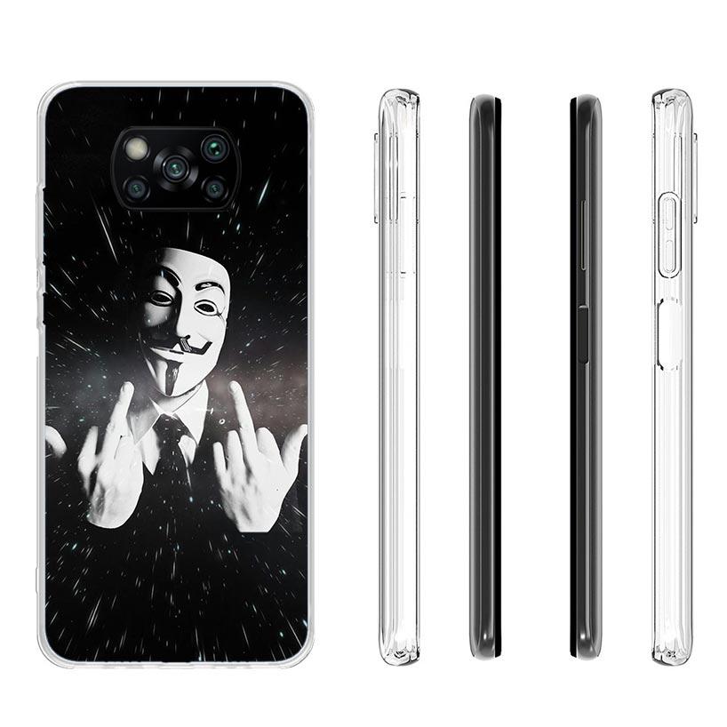 Anonymous V Mask Case Phone Cover for Xiaomi Redmi Note 10 9 9S 8 8T 7 5 Pro Mi 12T 11T 10T 9T 12 11 Lite A3 A2 Trend Fundas Mi