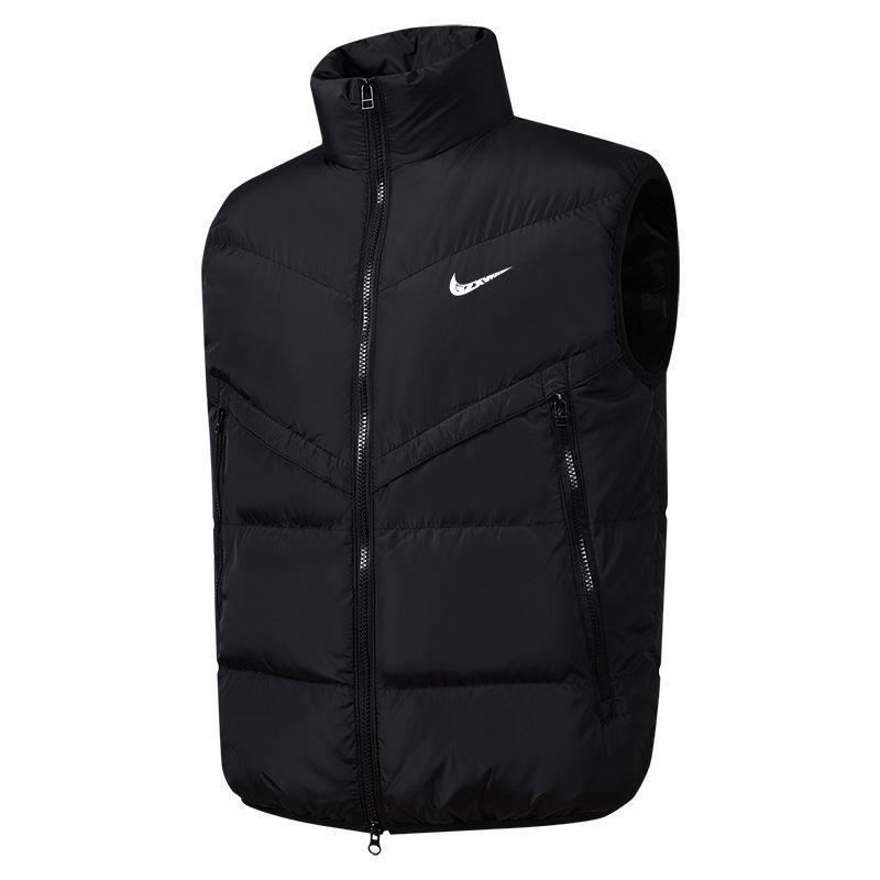 Men's Stand Collar Sleeveless Nylon Vest - Warm and Casual for Autumn/Winter