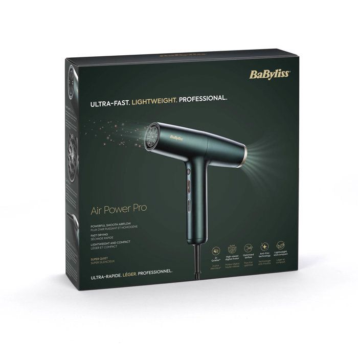 Sèche-cheveux - Babyliss - D6555DE - Air Power Pro VERT - Moteur numérique - Système ionique - Ultra-silencieux
