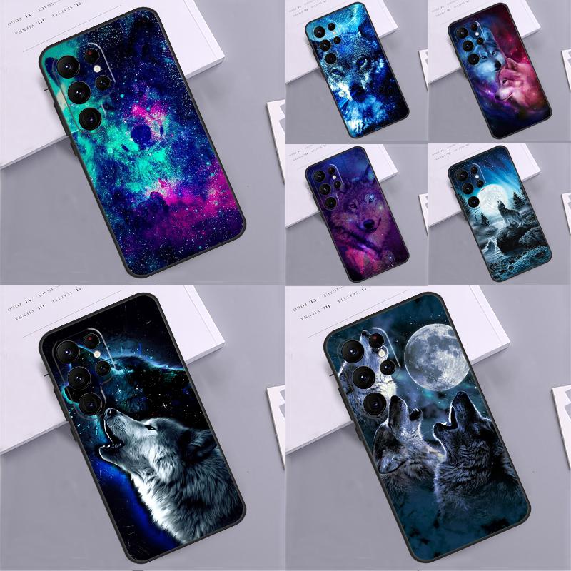 Animal Wolf Galaxy Phone Case For Samsung Galaxy S24 S25 Ultra S9 S10 S20 S22 S21 S23 Plus S24 FE Cover Coque