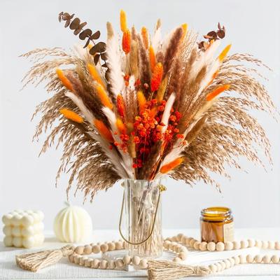 Autumn Elegance Dried Bouquet: Gypsophila, Pampas & Eucalyptus. Perfect for Home, Wedding & Party Decor. Shop Now!