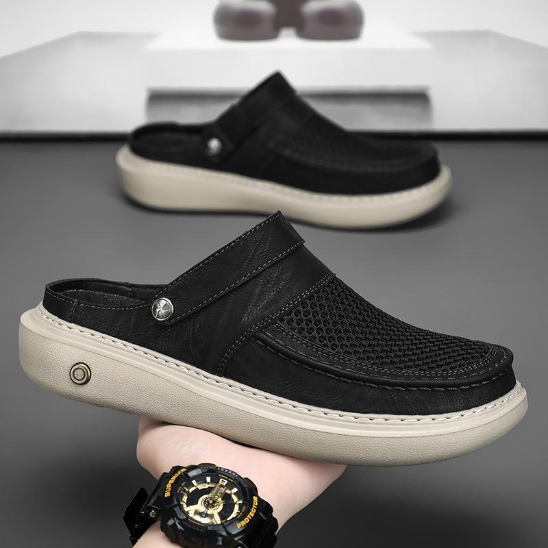 Shoes Handmade mesh breathable shoes Half-drag office bag head Lazy one pedal Heel-free sandals