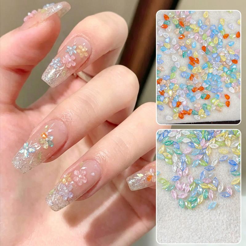50Pcs Candy Color Ice Flower Nail Art Zircon Charms With Sparkling Effect For Home Diy Nail Salon Decoration