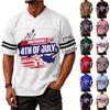 Men's Casual V Neck Short Sleeve Athletic Shirt Independence Day Graphic Print 4th of July Sports Tee Top Lightweight Breathable