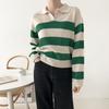 Shop   Women SliT Collar Neck STripe Long Sleeve KniT T shirT Black 21ds Wkn 247