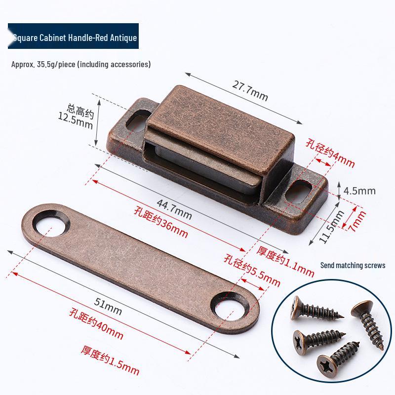 Zinklegering Antik Skåp Magnetlås - Stark Rund Magnet för Skåp, Garderober och Kraftig Möbelbeslag.