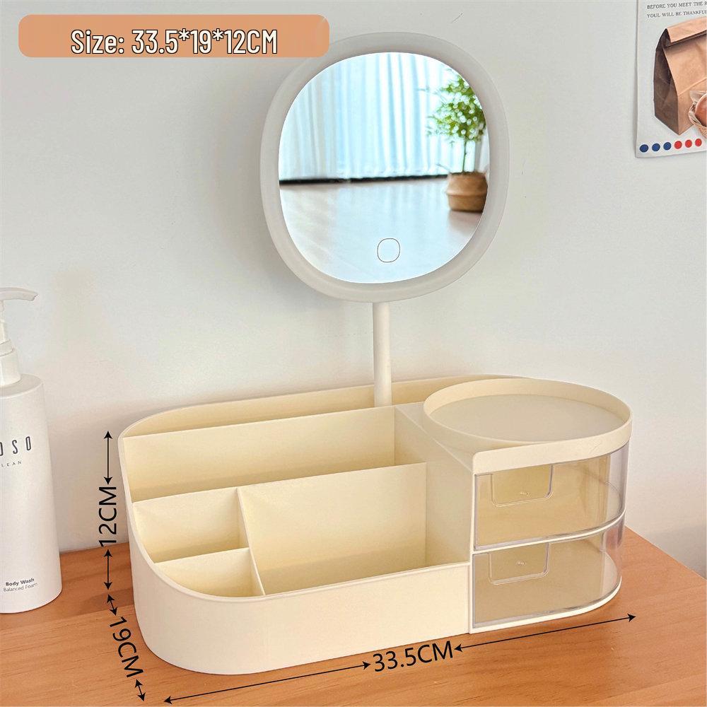 Multifunctional Makeup Organizer with Mirror and Skincare Storage