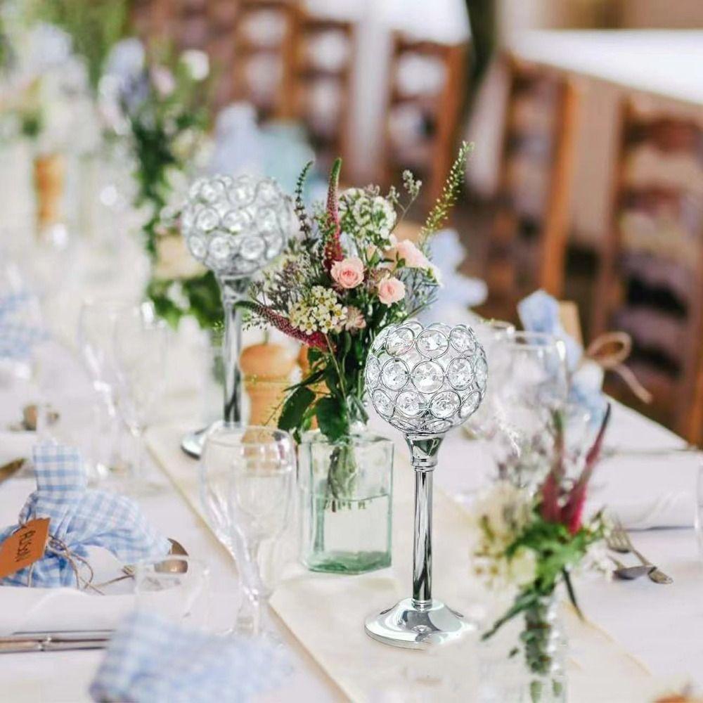 Porte-bougies romantiques en cristal doré, artisanat en métal, candélabre, dîner aux chandelles