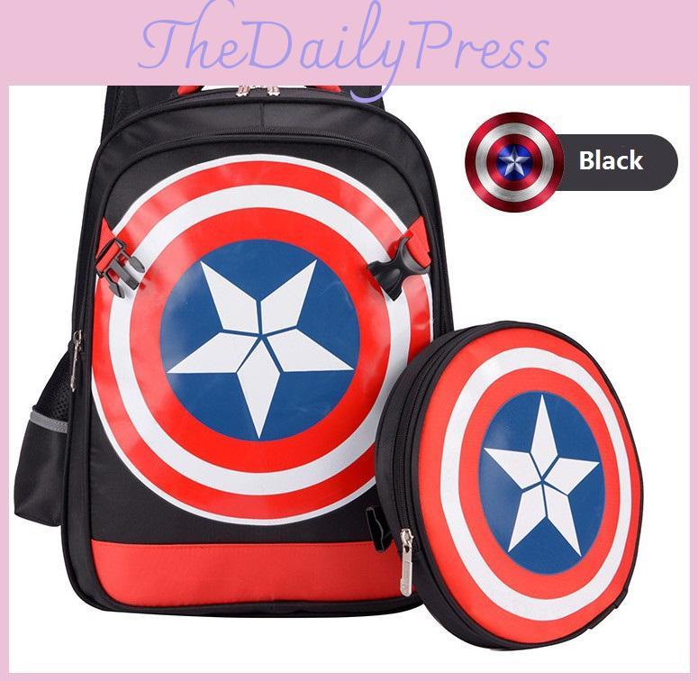 Captain Childrens America Backpack Shoulder Padding Multiple Storage Compartment