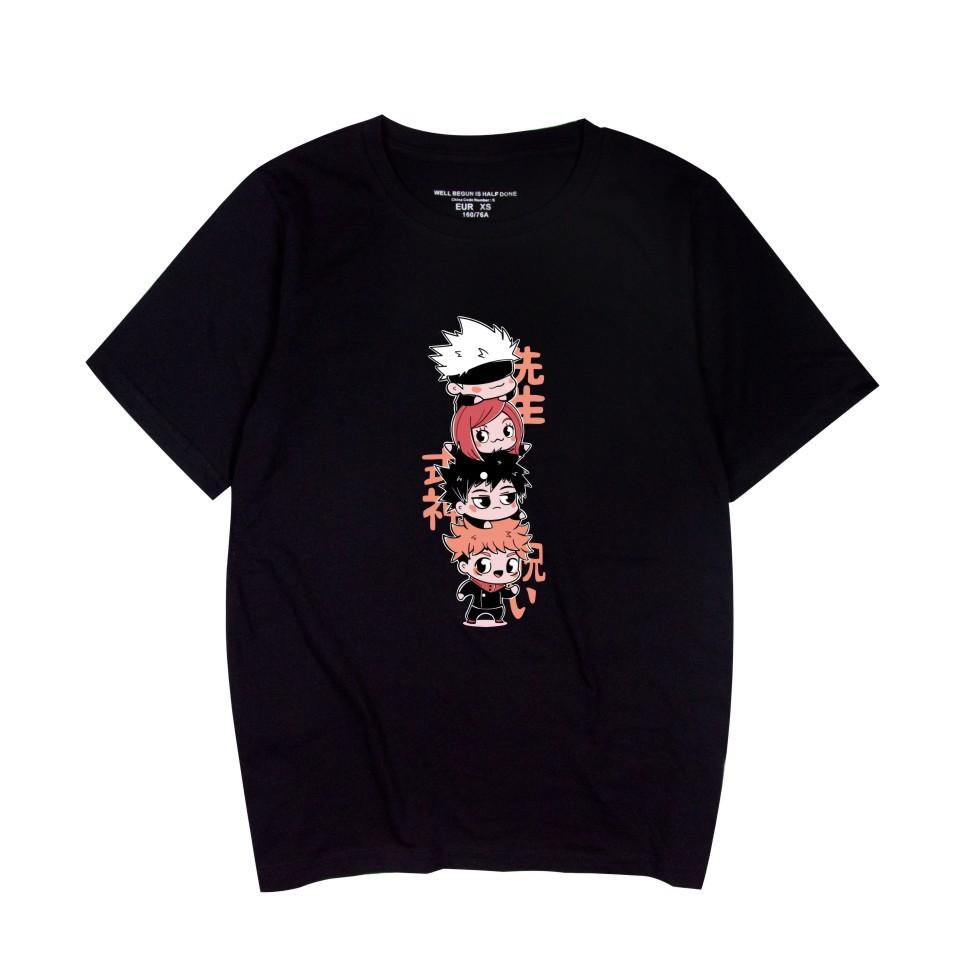 

Anime Jujutsu Kaisen Printed Women Men s Fashion Cartoon Cosplay Short Sleeve T-Shirts XS чёрный