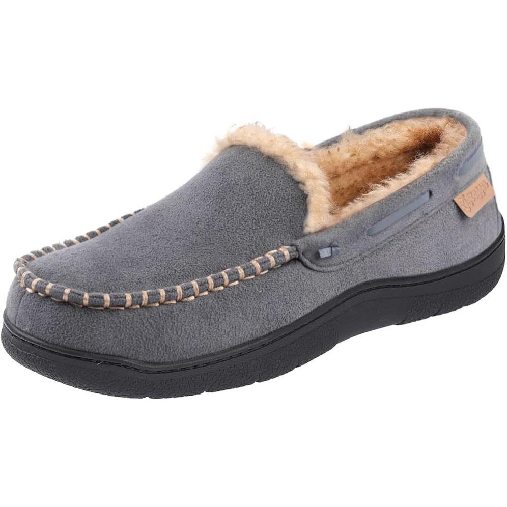 Men Slippers Winter Big Size Indoor Memory Foam Plush Warm Cozy House Shoes Suede Sewing Casual Slipper Indoor/Outdoor