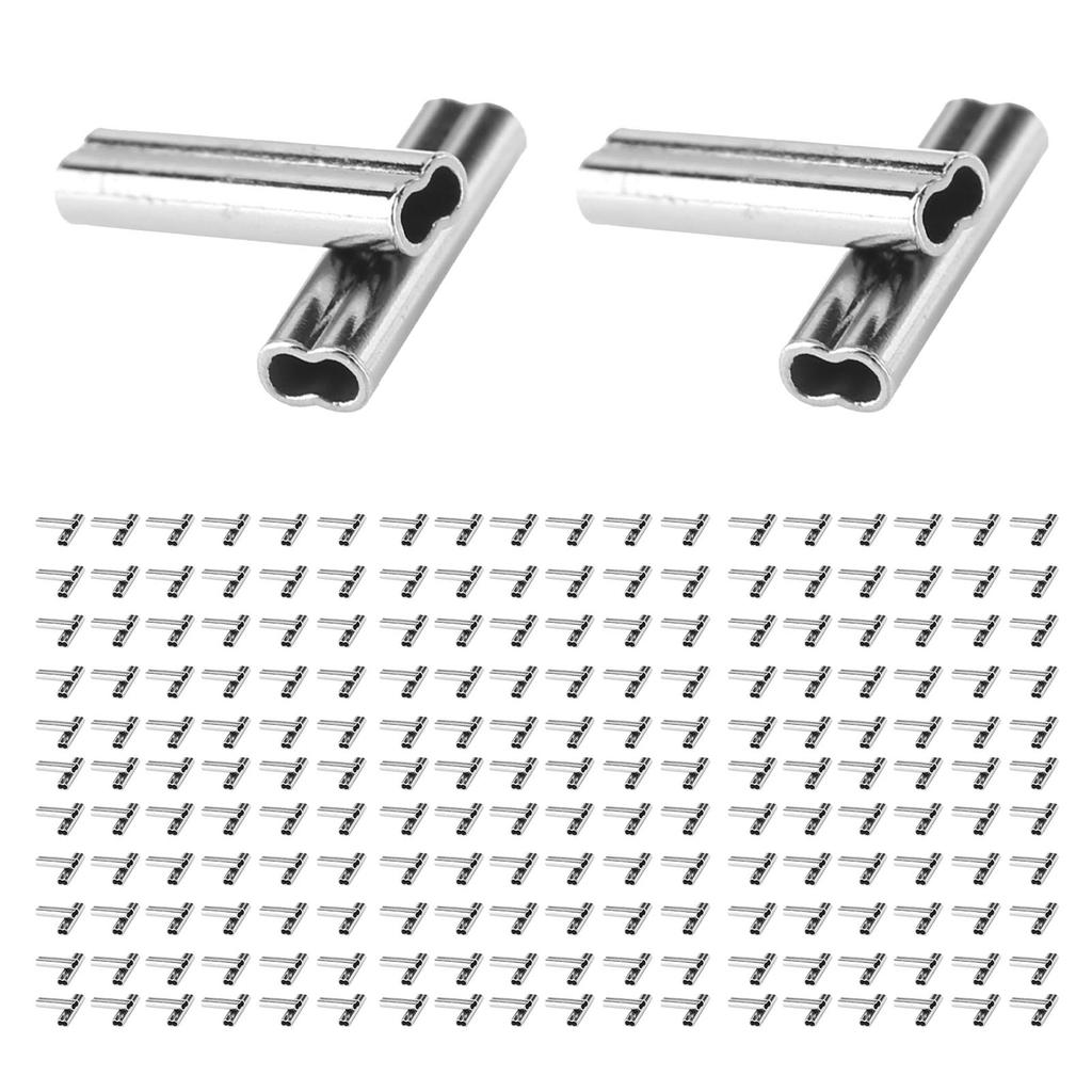 200pcs Fishing Double Crimp Sleeves Kit Crack Proof Copper Crimping Loop Sleeves Tube Connector