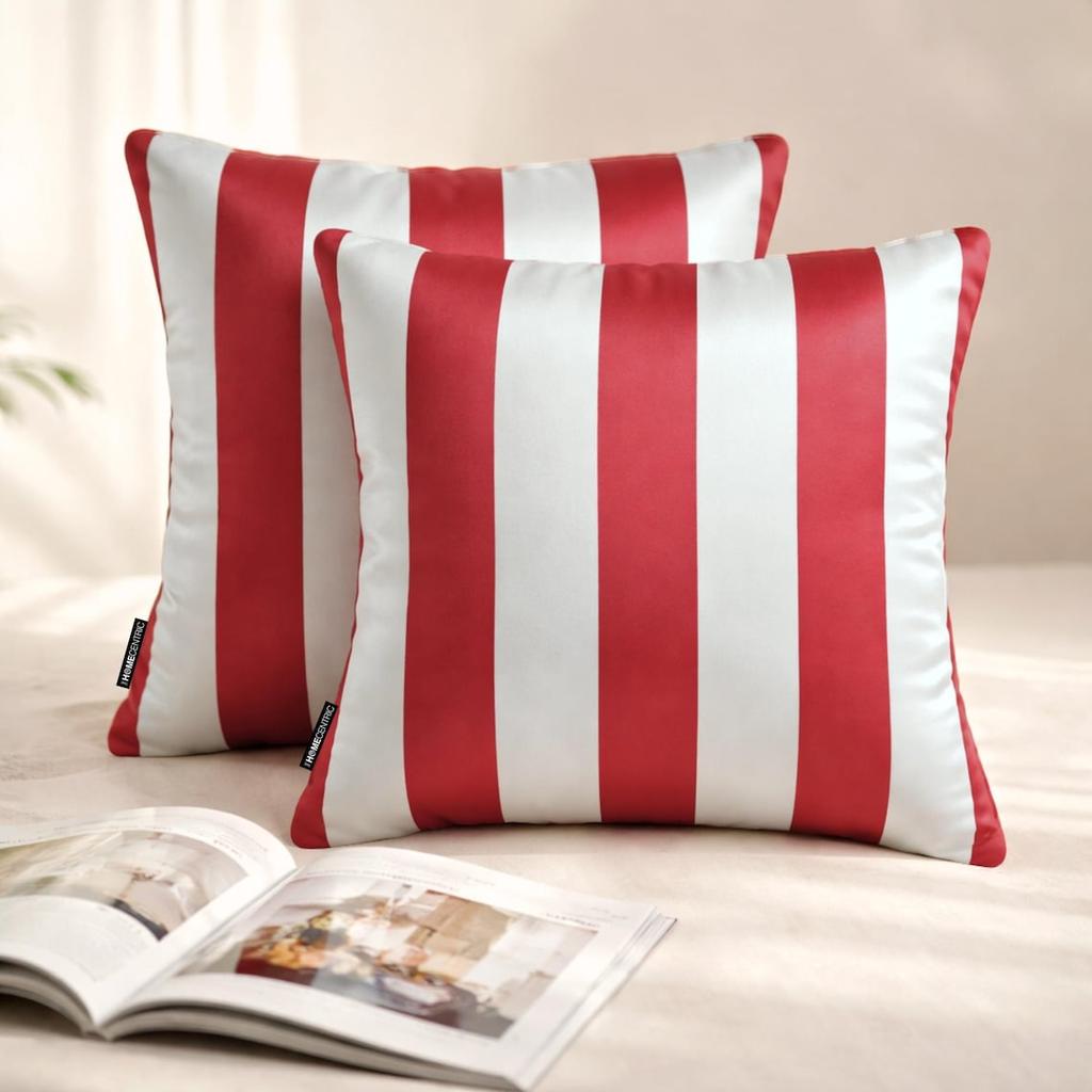 Design Decorative Throw Pillow Covers, Striped Modern Satin Cushion Cover Pack of 2 Pillowcases