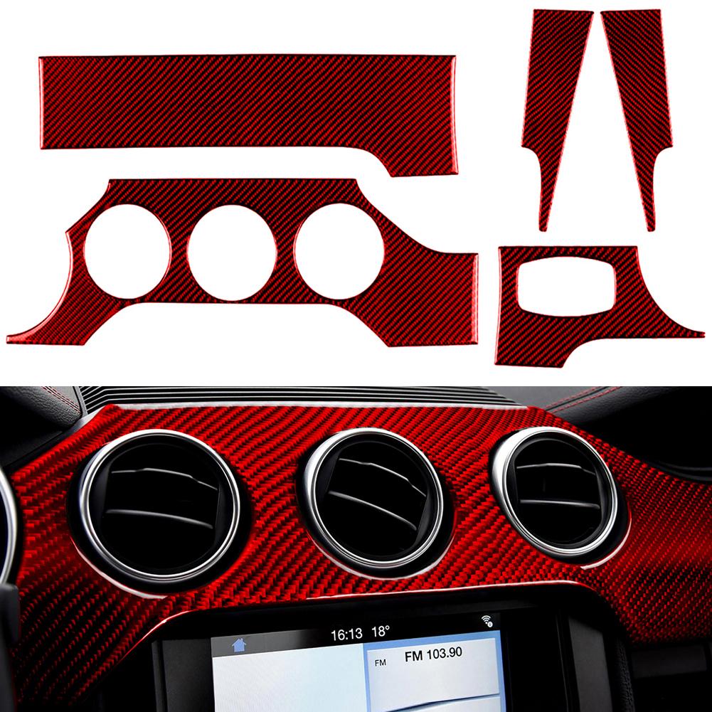 Premium Carbonfaser Innenraum Armaturenbrett Panel Abdeckung Zierleiste Einfache Installation Zuverlässige Leistung Für Ford Für Mustang