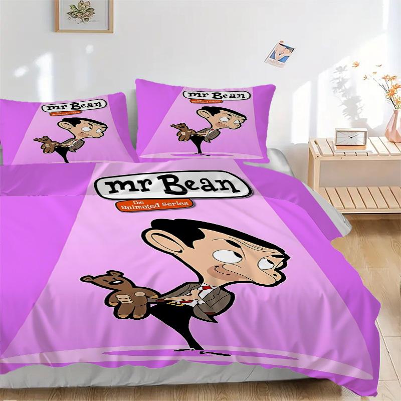 

3pcs Mr Bean, Animated Series Bedding Set: Perfect for Bedroom or Guest Room. Soft and Comfortable with No Core Included yy251031065 135x200cm