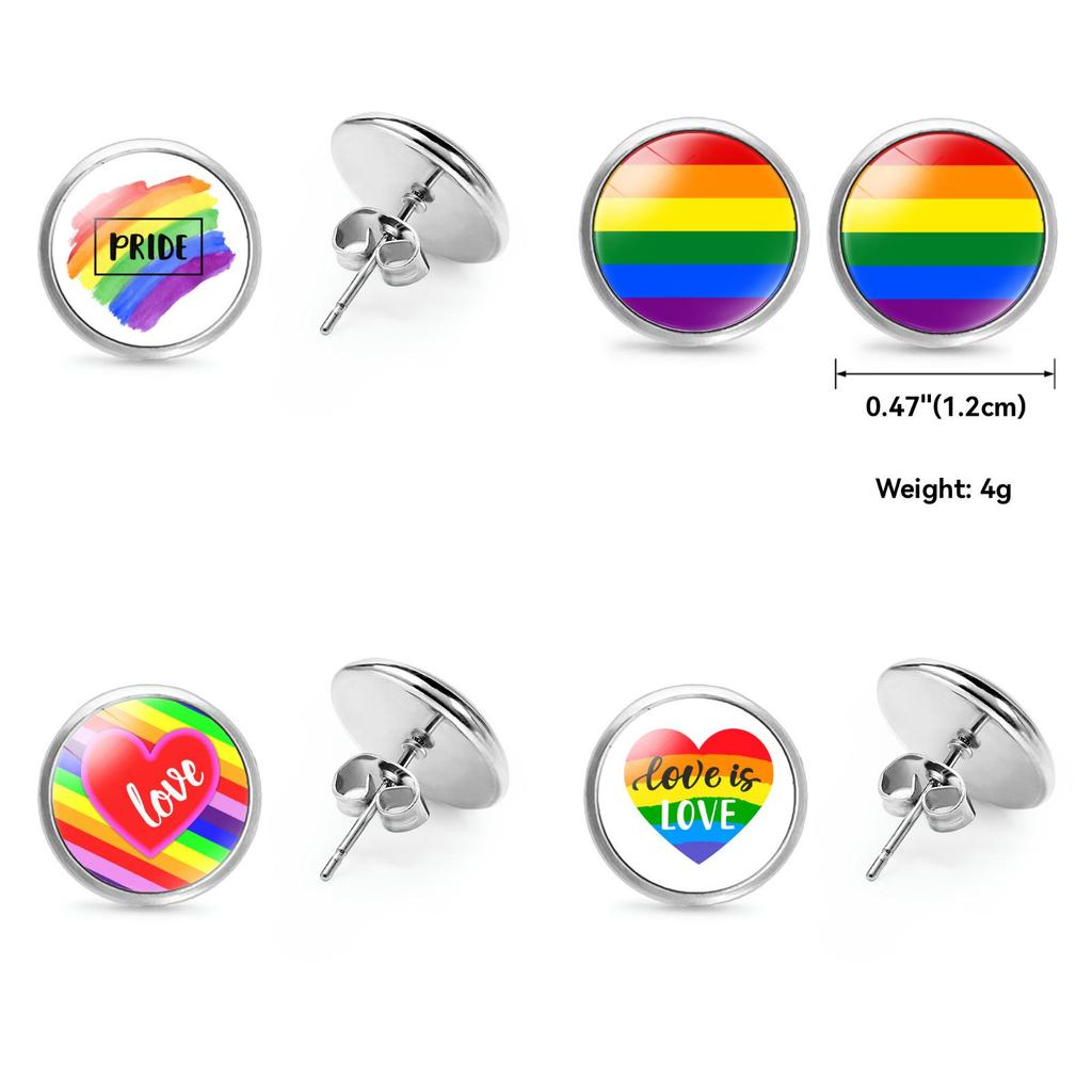 Elegant Rainbow Flag Theme Metal Stud Earrings Simple And Stylish Design 2022