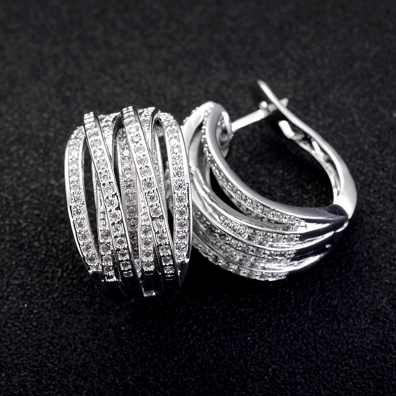 Hoop Earrings Simple Lines Cross Winding Design Women's Party Wedding Jewelry Everyday Casual Accessories