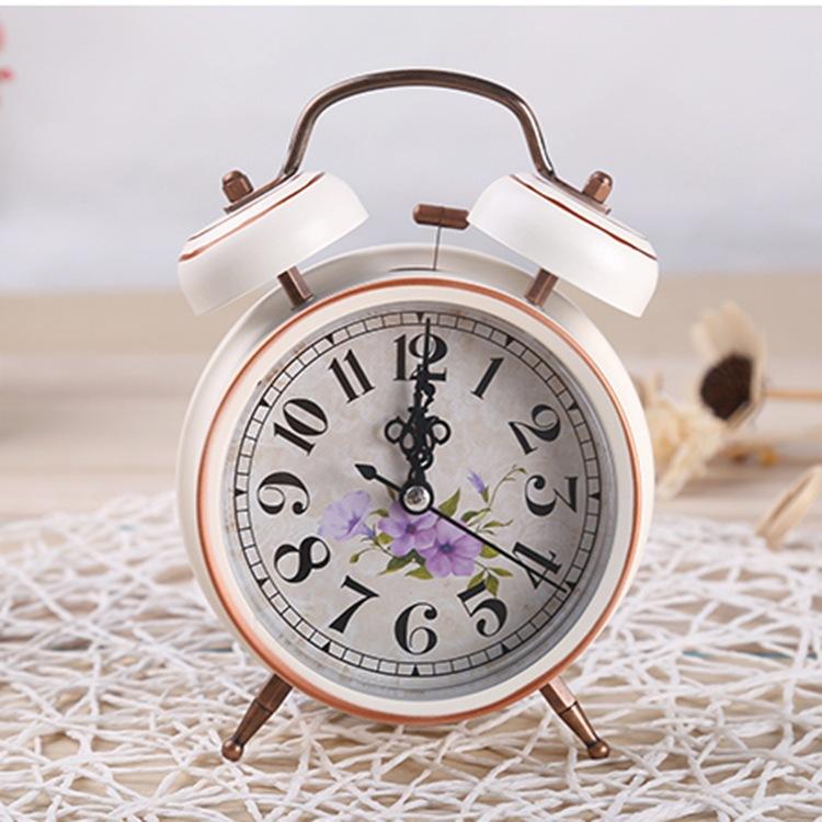 European Retro Double Bell Alarm Clock with Night Light Alarm Clock