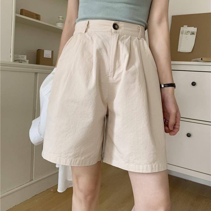 

Fashion Twill Cotton Wide Leg Straight Casual Shorts Summer Versatile Loose Slimming Shorts S білий