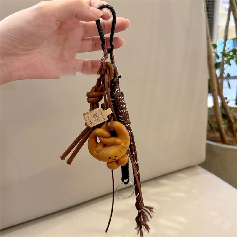 

Autumn And Winter Brown Lovely Alkali Bread Korean Ins Bag Pendant Chocolate Climbing Rope key Chain Decorative Chain Hand