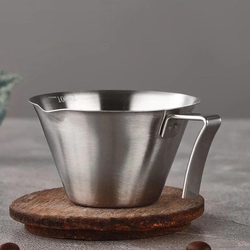 Tasse d'Extraction Espresso Acier Inoxydable avec Bec Verseur à Buses de Dérivation Tasse Pratique avec Échelle en Ounces Accessoires Outil pour Maison Cuisine Café