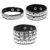 Punk Style Square Studded Bracelet Unique Rivet Bracelet Fashion Statement Bracelet Leather Texture for Daily and Party