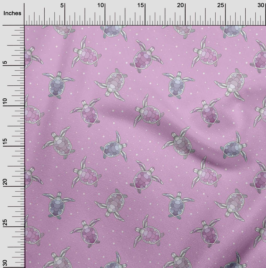 oneOone Cotton Poplin Dusty Purple Fabric Ocean Turtles With Dot Dress Material Fabric Print Fabric By The Yard 42 Inch