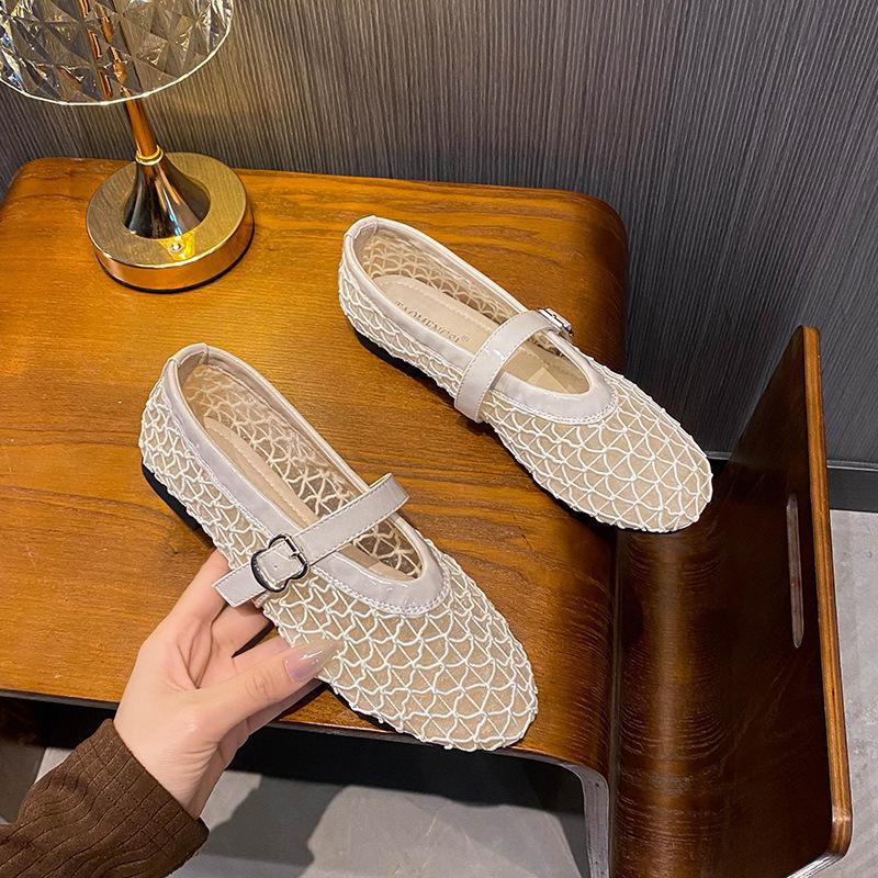 

-Дышащая сетчатая обувь, балетки, женские туфли Мэри Джейн с вырезами, женские балетки, лето 43 белый