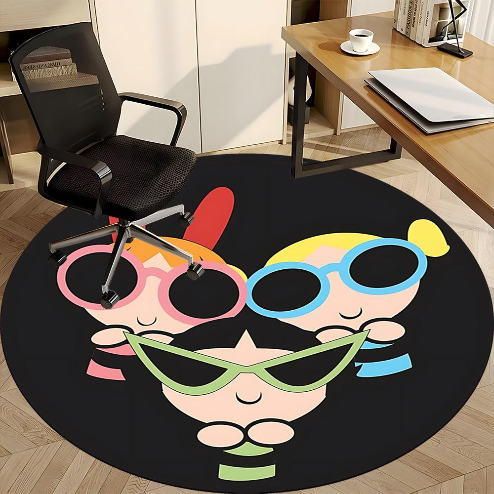 1pc Powerpuff Girls Office Round Area Rug, Under Office Chairs Bedroom Living Room Home Decor  a1022125