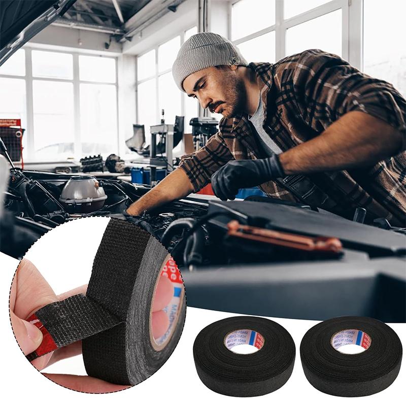 Automotive Wire Harness Cloth Tape High Temp Wrapping Noise Damping Heat Proof Adhesive Fabric Electrical Flannel Tape 15M/45M
