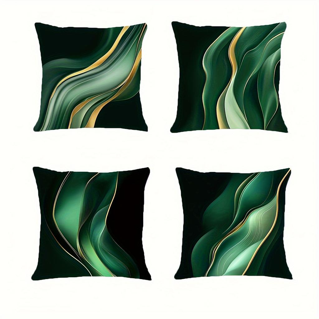 Dark Green Marble Pattern Digital Printing Pillow Cover Short Plush Suitable Living Rooms Bedrooms Sofas Throw Cushion Cover