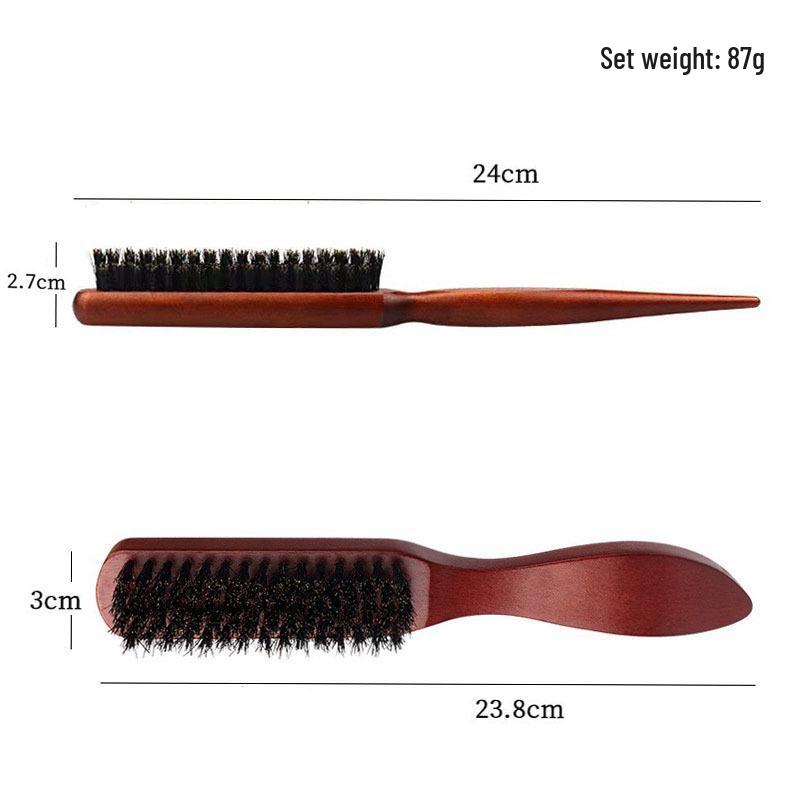 Three-Row Boar Bristle Nylon Teasing Comb and Smoothing Brush Set for Women